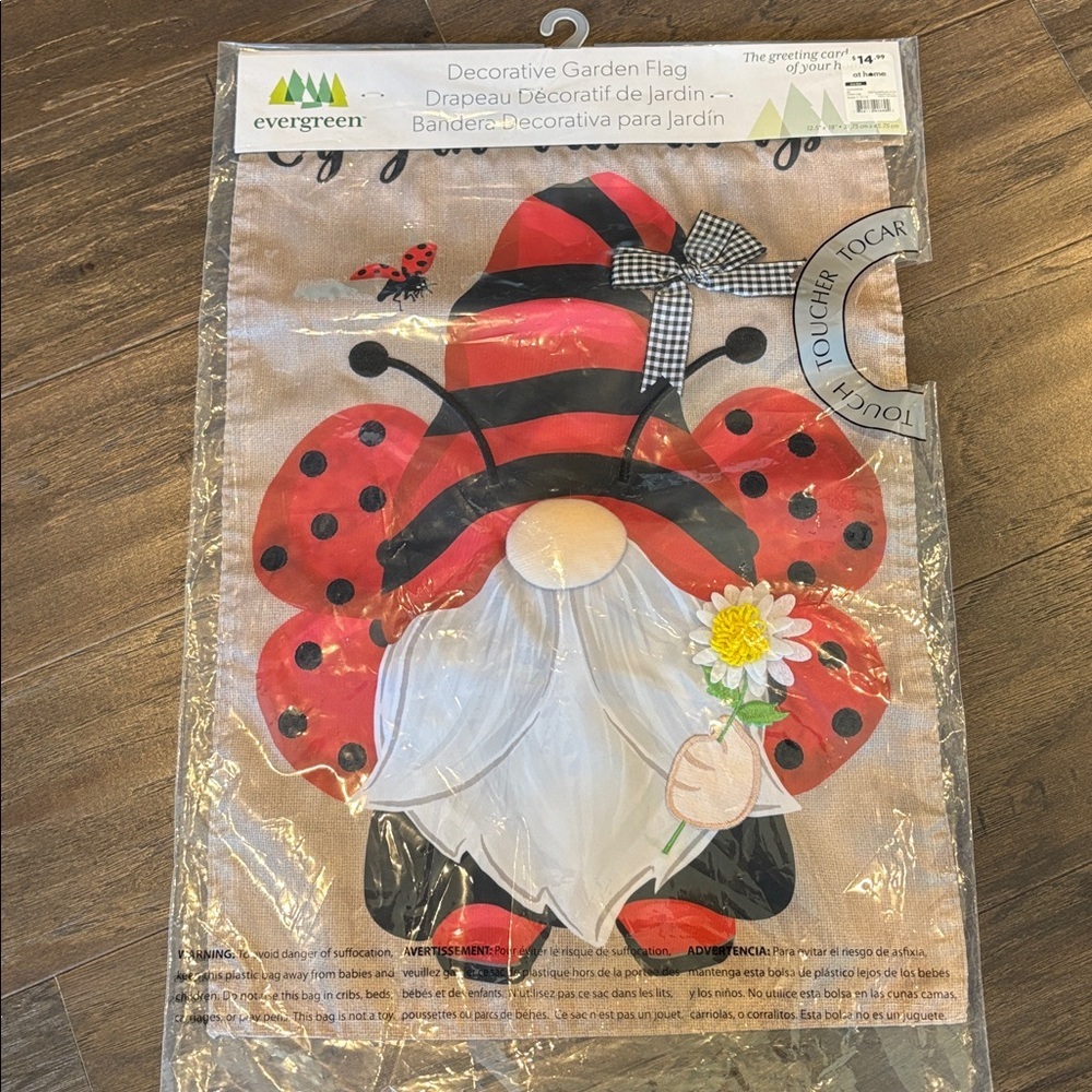 Evergreen Decorative Garden Flag,Ladybug Gnome,Enjoy The Little Things script